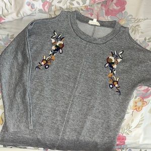 Grey cold shoulder top